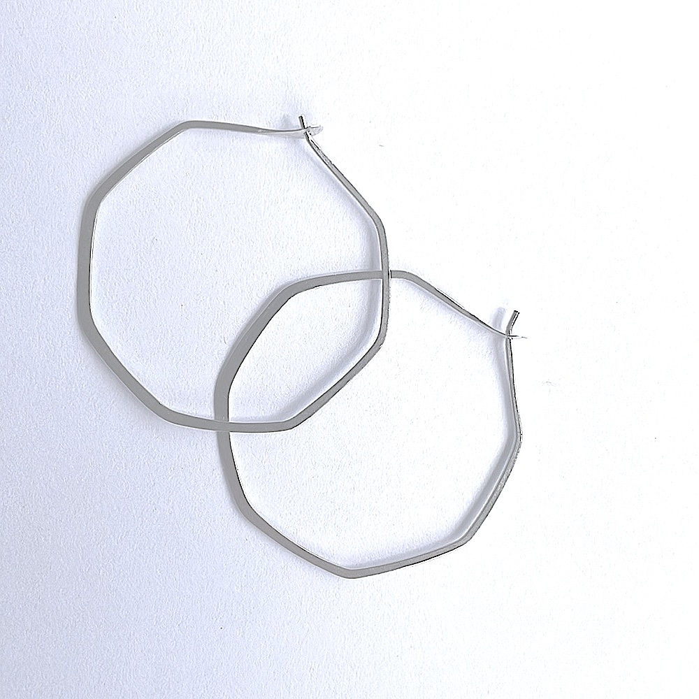 Melissa Joy Manning silver 1.5” octagonal hoop earrings